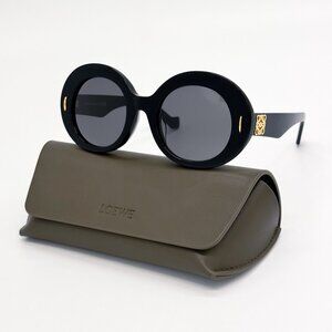 NEW LW40146F 01A LOEWE WOMEN ROUND BLACK LOEWE SUNGLASSES